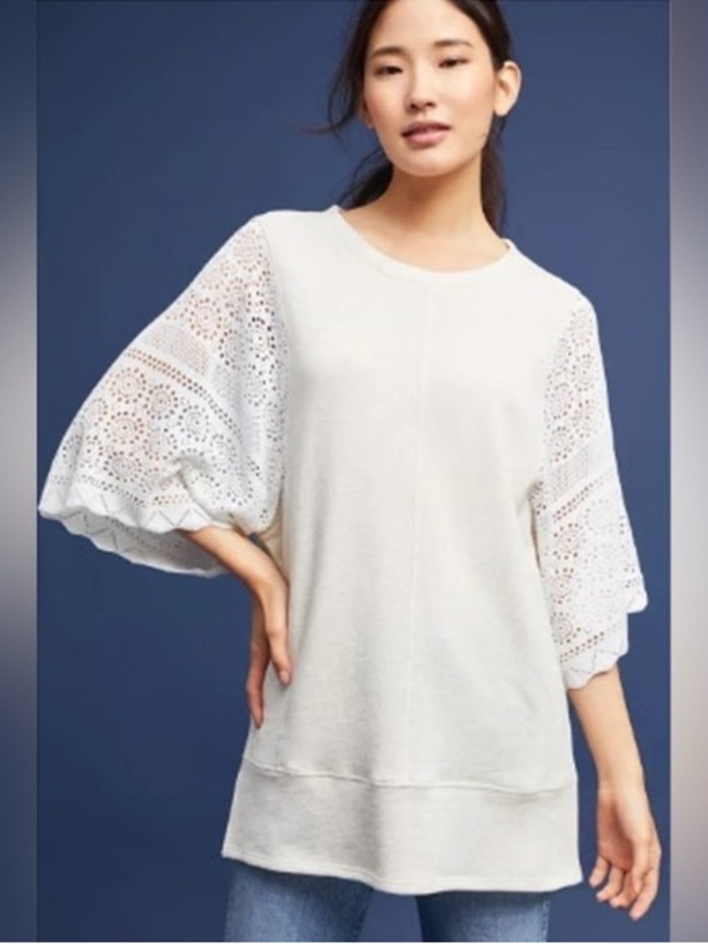 Anthropologie Akemi + Kin Coro Dolman Crochet Sleeve Tunic